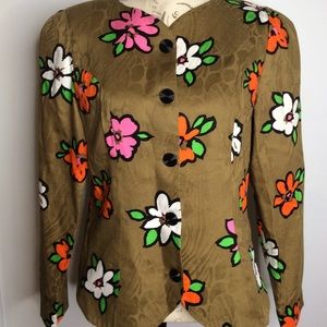Anne Crimmins Umi Collections Floral Blazer Sz 10